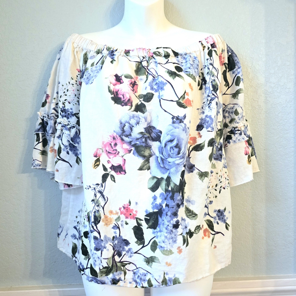 Chic Floral Blouse with Ruffled Sleeves | Off The Shoulder